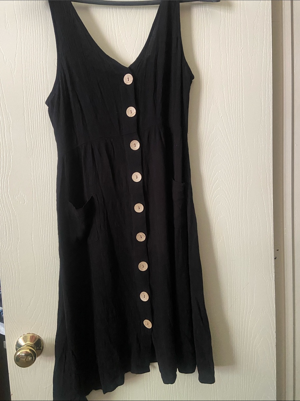 New Look Black Midi Dress with Contrast Buttons